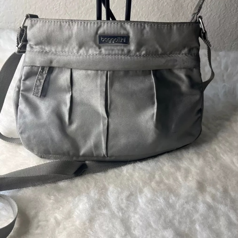 Grey Baggallini Pleated Crossbody Bag